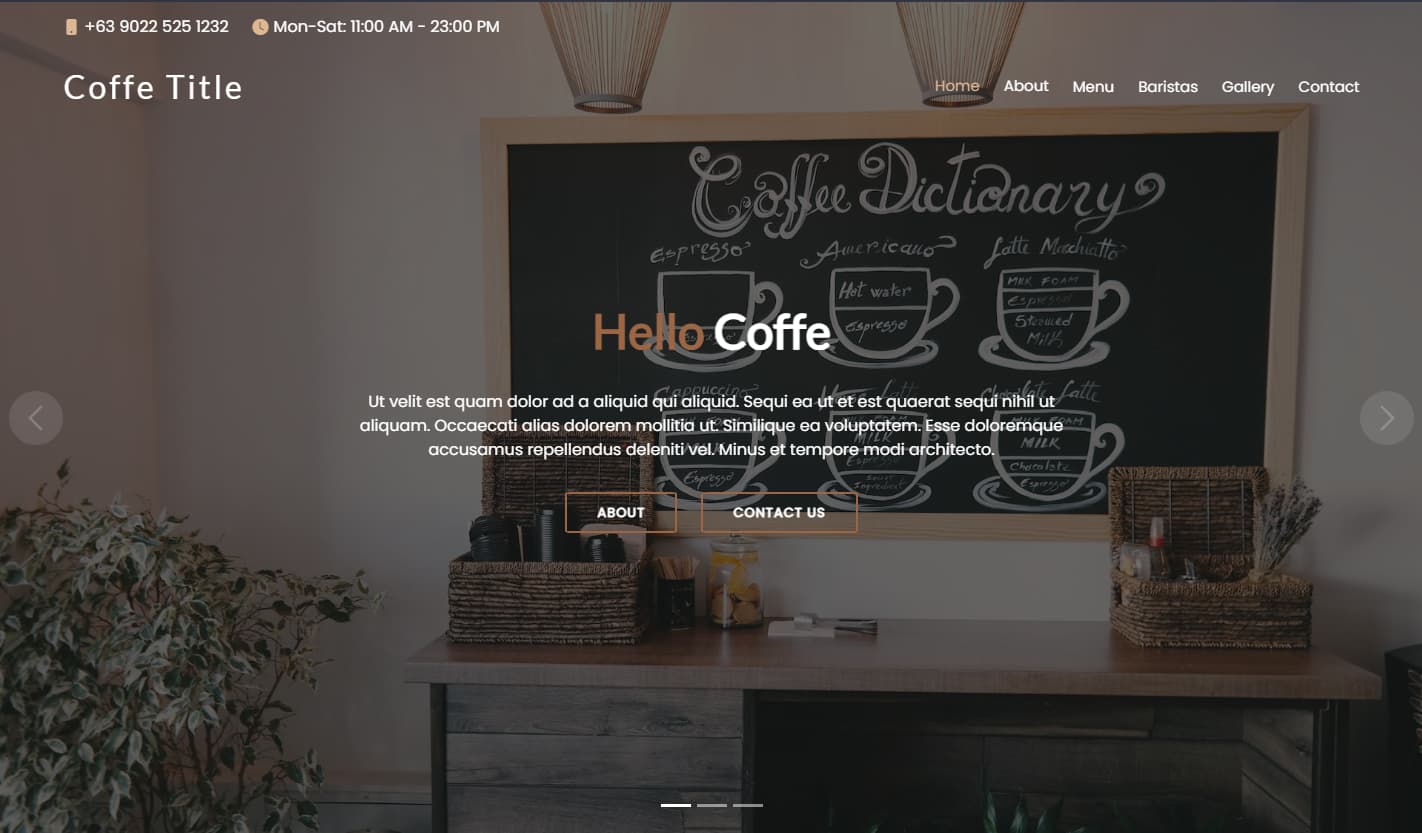 Sample Coffee website